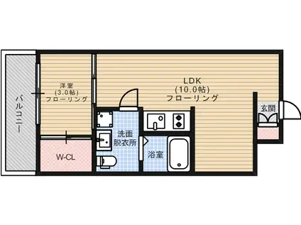 アイセレブ箱崎駅前(1LDK/6階)の間取り写真
