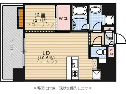 ネストピア唐人町駅前(1LDK/2階)の間取り写真