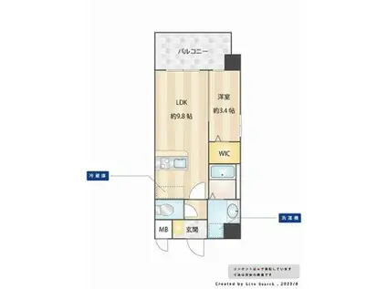 JUGAME CP吉塚(1LDK/11階)の間取り写真