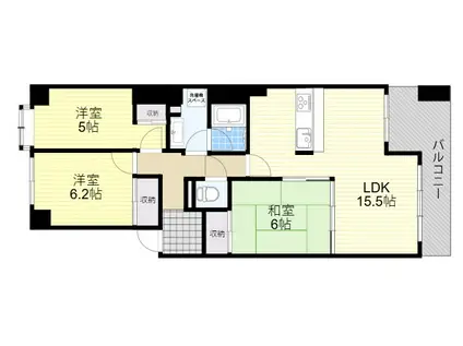 グランドメゾン万博公園南(3LDK/6階)の間取り写真