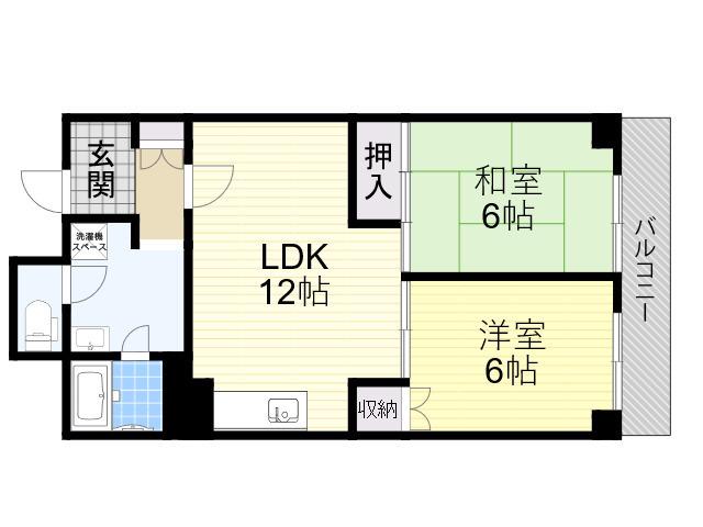千里ピュアーライフ(2LDK/3階)の間取り写真