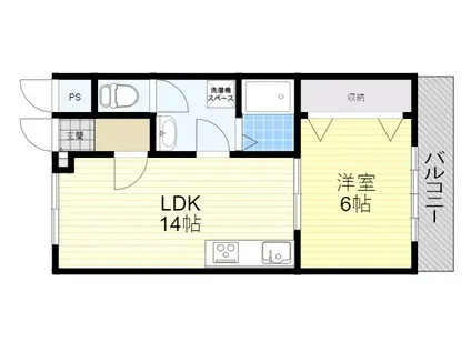 第二山本マンション(1LDK/4階)の間取り写真