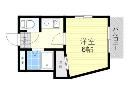 ハイツハラヤマ(1K/3階)の間取り写真