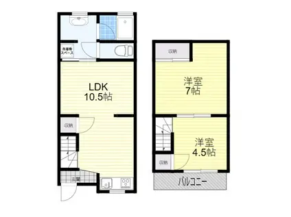 阪急千里線 千里山駅 徒歩11分 2階建 築60年(2LDK)の間取り写真