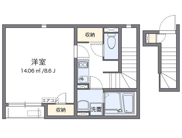 クレイノ咲(1K/2階)の間取り写真