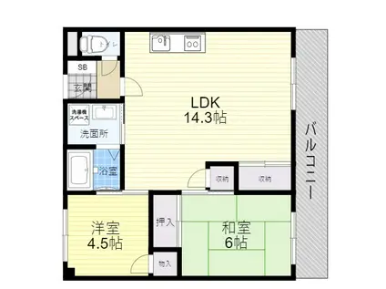 ハイツ香花園(2LDK/1階)の間取り写真