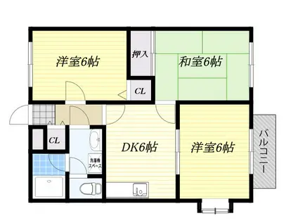 ツインフィールド弐番館(3DK/2階)の間取り写真