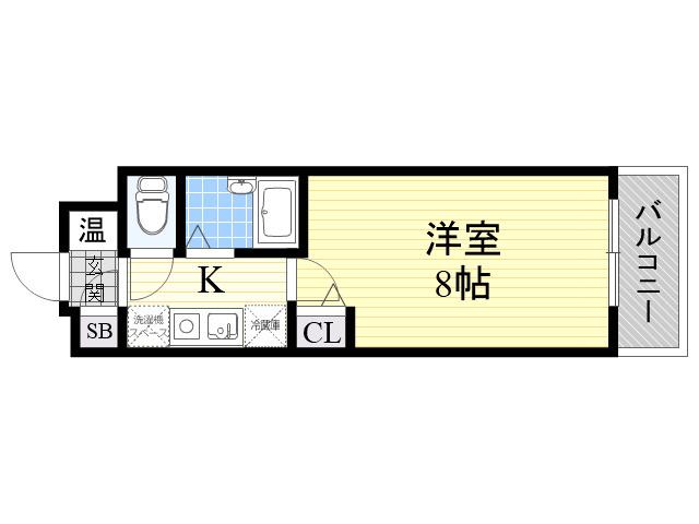 北大阪急行電鉄 緑地公園駅 徒歩13分 5階建 築29年(1K/5階)の間取り写真