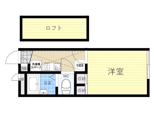 レオパレス千里山西(1K/2階)の間取り写真