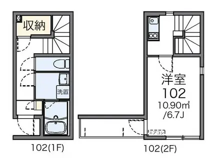 レオネクストASAE(1K/1階)の間取り写真