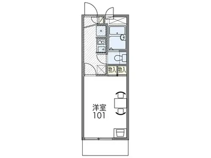 レオパレス青葉丘(1K/1階)の間取り写真