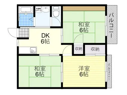 ラフィーネ刀根山(3DK/1階)の間取り写真