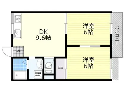 グランビューB棟(2LDK/1階)の間取り写真