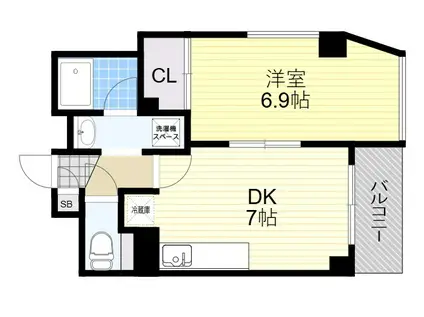 アネービオス(1DK/2階)の間取り写真