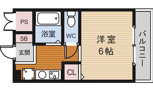 リバティーハイツ(1K/2階)の間取り写真
