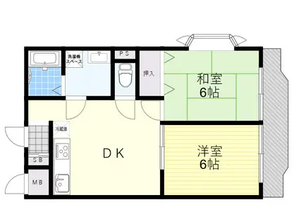 緑丘パイナス(2DK/1階)の間取り写真