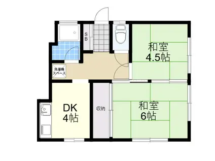 阪急宝塚本線 石橋阪大前駅 徒歩10分 2階建 築55年(2DK/2階)の間取り写真