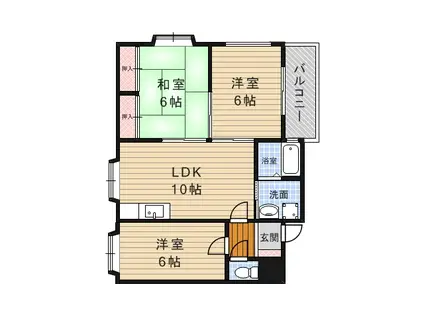 ウエストサイド箕面(3LDK/1階)の間取り写真