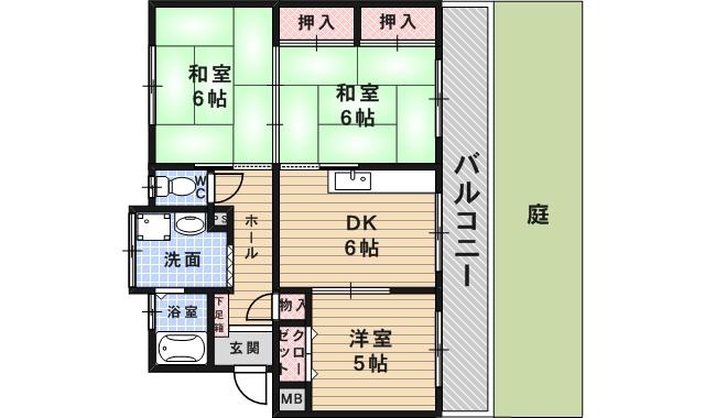 アルバトロス(3DK/1階)の間取り写真