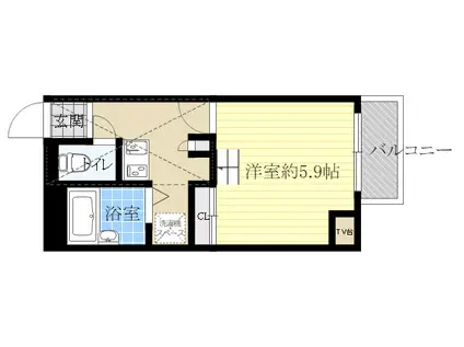 ティートゥリー(1K/2階)の間取り写真