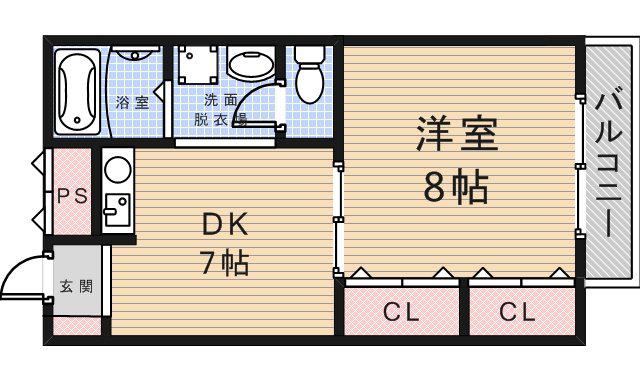 ローレル参番館(1DK/1階)の間取り写真