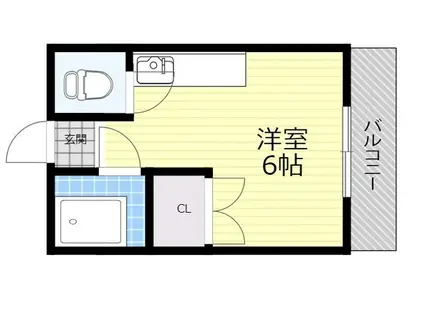 西田レジデンスA棟(ワンルーム/2階)の間取り写真