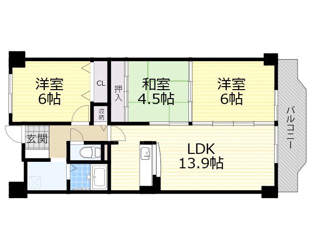 ウィステリア千里(3LDK/2階)の間取り写真
