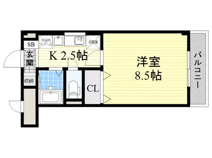 ツインステージ南花屋敷(1K/1階)の間取り写真