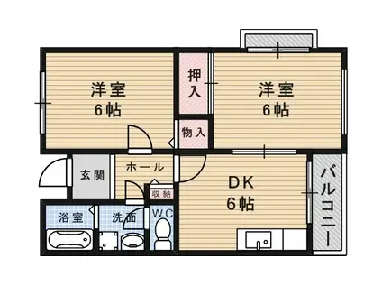 スマイルFみのお(2DK/1階)の間取り写真