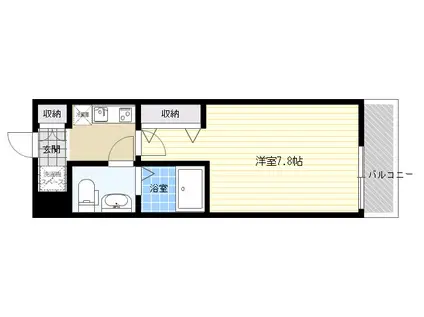 ウインズコート天神Ⅱ(1K/1階)の間取り写真