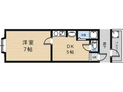オーナーズ鉢塚(1K/2階)の間取り写真