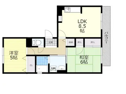 サンハイツツチタ二(2LDK/2階)の間取り写真