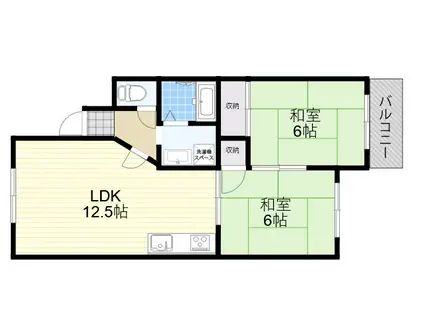 パープルコーポ(2LDK/3階)の間取り写真