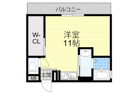 グロワール池田(ワンルーム/2階)の間取り写真
