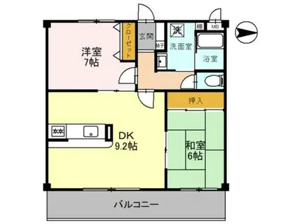 ソレーユ関西(2DK/2階)の間取り写真