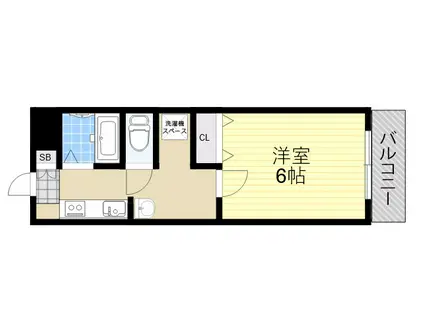 シャレード牧落Ⅲ(1K/3階)の間取り写真