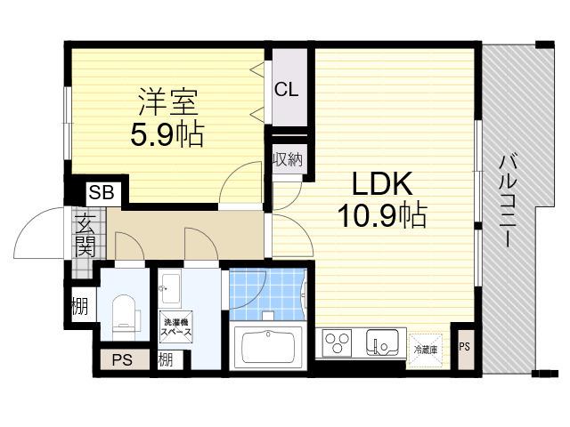 メゾンハナミズキ豊中(1LDK/1階)の間取り写真