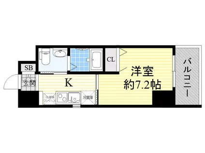 ドゥーエ江坂2(1K/7階)の間取り写真