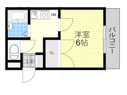 ドミール豊中(1K/4階)の間取り写真