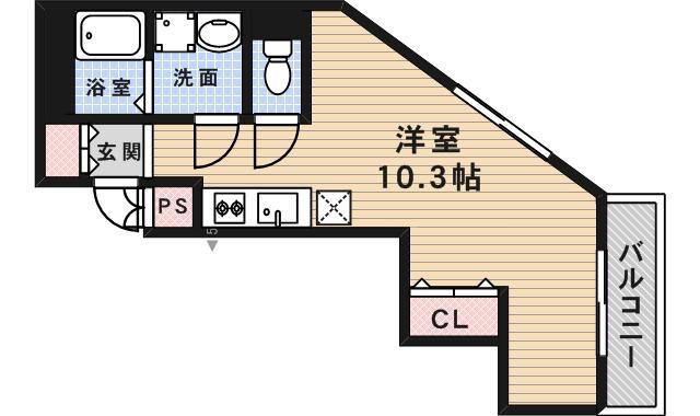 東華苑コーポ(ワンルーム/3階)の間取り写真