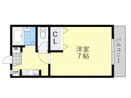プチシャンブルみのお(1K/2階)の間取り写真