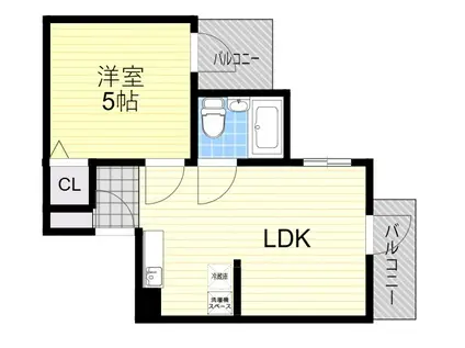 六龍苑岡町(1LDK/3階)の間取り写真