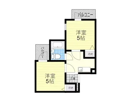 六龍苑岡町(2K/3階)の間取り写真