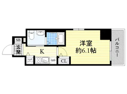 エスリード江坂広芝町(1K/13階)の間取り写真