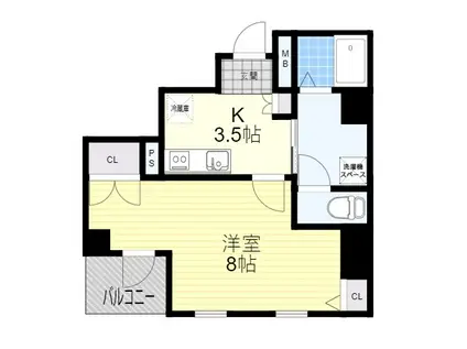 ROOM 結 豊中駅前(1K/4階)の間取り写真