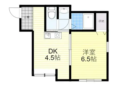 サンパレス21パティオ豊中 A棟(1DK/2階)の間取り写真