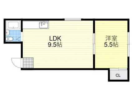 豊中ニューハイツ(1LDK/1階)の間取り写真