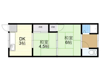 ハイツフォ-(2DK/2階)の間取り写真