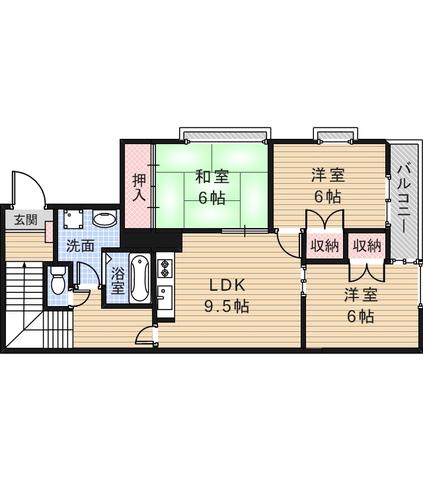 メゾン清風荘(3LDK/2階)の間取り写真