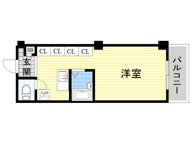 フェアエスト岡町(ワンルーム/2階)の間取り写真